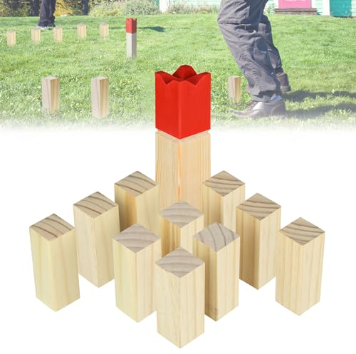 ORHEYA Wikingerspiel Set Wikinger Wurfspiel Kubb aus Kieferholz Classic Outdoor Spiele Gartenspiele mit Tragetasche Holzspiele Gartenspielzeug für Kinder & Erwachsene