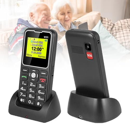 Telefoni Cellulari di Base per Anziani e Bambini, Telefoni Stupidi Sbloccati, Telefoni Cellulari Senza Internet - con Pulsanti Grandi, MP3, MP4, Fotocamera, Torcia Elettrica, SOS,Black