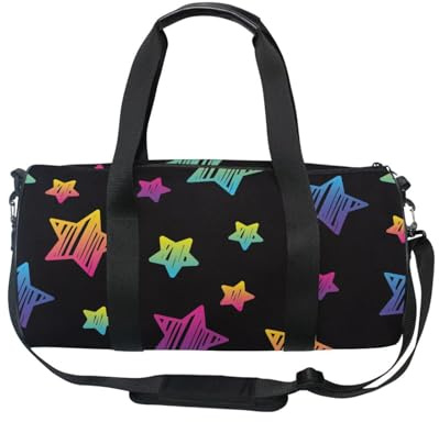 Mnsruu Bolsa deportiva de gimnasio con correa para el hombro para mujeres y hombres, bolsa de lona abstracta negra y arco iris, bolsa de entrenamiento con compartimento para zapatos para pasar la