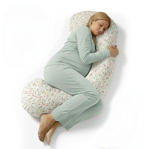 BellaMoon C Shaped Pregnancy Pillow for Sleeping (55 Inch) Maternity Body Pillow with Cooling Cover Soft Support for Women, Back, Legs, Belly C Pillow Side Sleeping & Full Body Pillows for Adults
