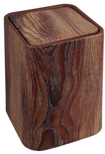 KITANDOVE Poubelle Vintage Imitation Avec Couvercle Oscillant Bac à Déchets Pratique Pour Cuisine Salle De Bain Bureau Et Salon Seau à Papier Élégant Moyenne