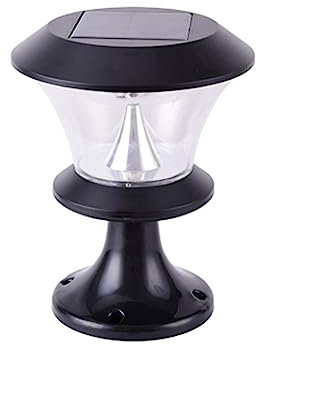 Luci a palo solare con finitura nera opaca con colonna di base for montaggio su molo Lampada esterna Lanterna stradale impermeabile for porta d'ingresso Garage House(Warm light)