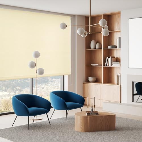 Blindecor Ara | Estor Enrollable translúcido Liso - Arena, 120 x 175 cm (Ancho por Alto) | Tamaño de la Tela 117 x 170 cm | Estores para Ventanas