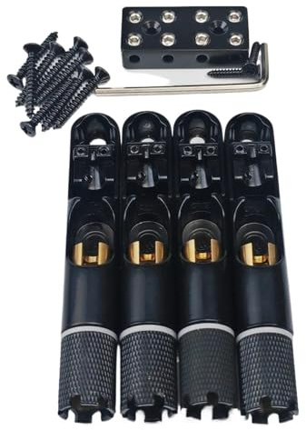 For Guy-ker 4/5 Stück Headless Fixed Fanned Bridges Single String Fan Bass Bridge – for E-Bass Schwarz(4 pcs)