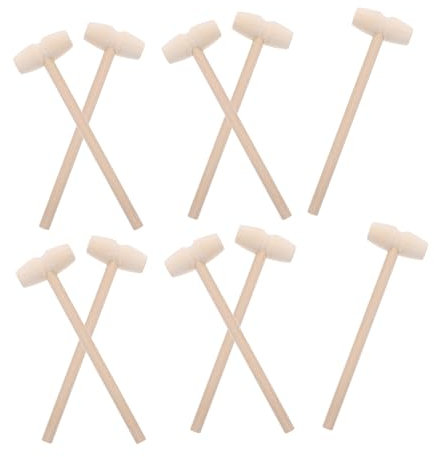 Toyvian 10pcs Mini Wooden Hammer Toy Small Boys and Girls Hammering Tools for Wooden Blocks Play Activity Educational Craft Props