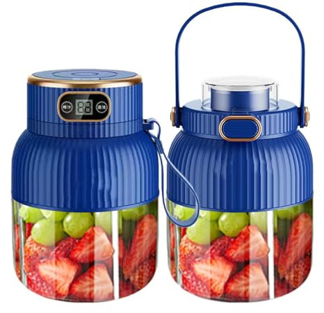 Exprimidor de cítricos portátil de 600 ml y procesador de alimentos con pantalla digital, licuadora recargable por USB para batidos y verduras