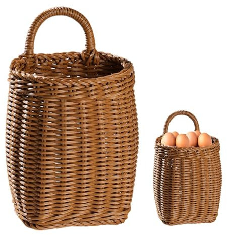Panier suspendu pour porte d'entrée - Basket en osier - Rangement vertical de fruits - Panier à fleurs mural - Panier à fruits, pantry pommes de terre - Ail et oignons - Rangement pour la maison de