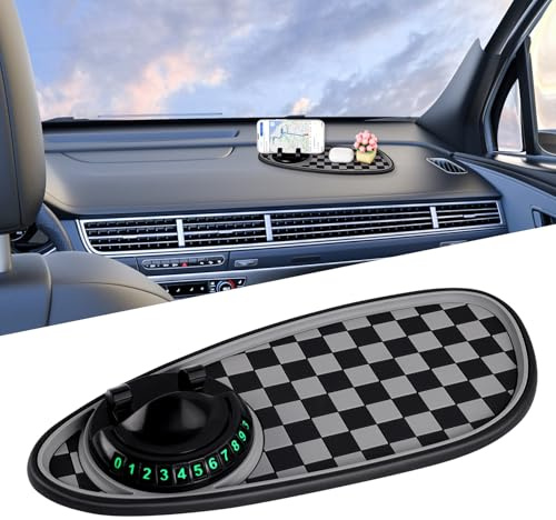 Tappetino Antiscivolo Multifunzione Per Auto,Supporto Per Telefono Cellulare 3 In 1 Con Cuscinetto Antiscivolo,Con Numbe Per Parcheggio Temporaneo E Grande Cuscinetto Per Telefoni, Occhiali Da Sole, C