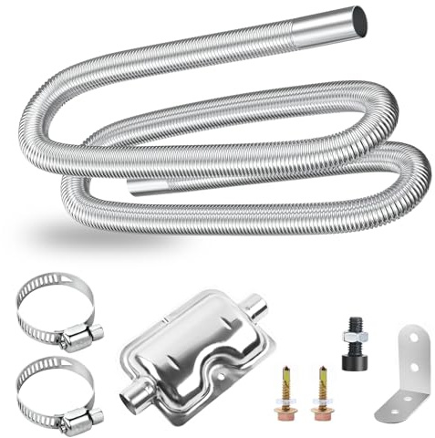 Parking Heater Exhaust Pipe, 300cm Car Stainless Steel Air Diesel Heater Exhaust Pipe with 2 Clamps Parking Heaters Pipes for Diesel Gas Vent Hose Heating
