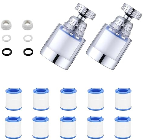 10 Filter Cartridges & 2 Faucet Water Filters for Kitchen & Bathroom | Water Filter for Uk Tap,FilterCartridges,FaucetFilter WaterPurifier,360° Rotating TapFilter, Filter for Tap Water