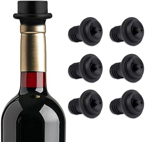 Zoomara 6 Piezas Tapones para Vacío, Tapón de Vino Sellado, Sellador de Botellas Reutilizable, Mantiene el Vino Mantiene la Calidad del Durante Más Tiempo