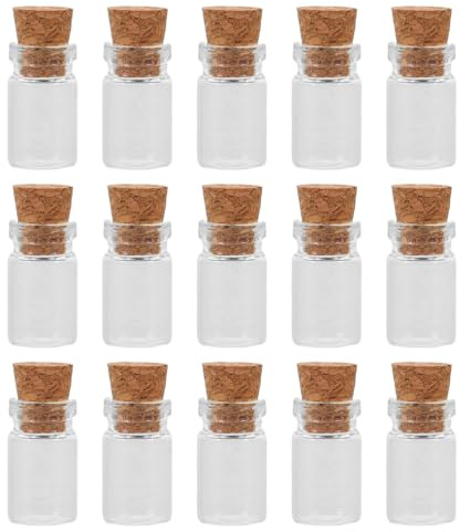 MAGICLULU 100pièces Mini-Pots avec Bouchons Liège Flacons à Vœux De Bouteilles Verre pour Mariage Et Décoration Petits Pots Verre avec Couvercle Liège
