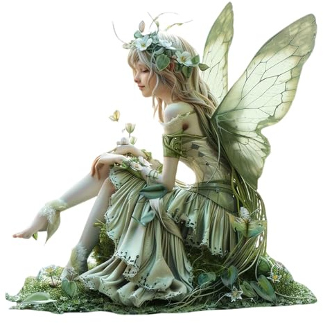 Generisch Gartendeko Ornament Sitzen Magische Fee, Sitzende Elfen Gartenfiguren, Tudor und Turek Statue, Harz Handwerk Landschaftsbau Hof Dekoration Garten Statues Elf Statue Figur Fee Fairy (A)
