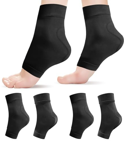 Modixun 2 pares de calcetines protectores de talón con almohadilla de gel, calcetines acolchados para patinaje artístico, rodillos, botas, zapatos, soporte, cojín de protección del talón, negro, talón