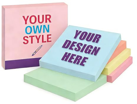 Personalisierte Haftnotizen, individuelle Notizblöcke mit Text Logo, Selbstklebende Notizzettel 50 Blatt pro Block, individuelle Schreibwaren, Geschenkidee für Büro, Business, Schule