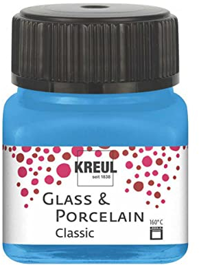 KREUL 16219 - Glass & Porcelain Classic hellblau, im 20 ml Glas, brillante Glas- und Porzellanmalfarbe auf Wasserbasis, schnelltrocknend, deckend