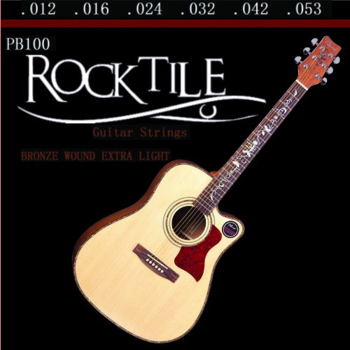 Rocktile Saiten für Westerngitarre Light 10x Set - Saiten mit Ball Ends - Saitenstärken: .012, .016, .024, .032, .042, .053