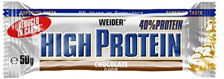 Weider Low Carb High Protein Eiweißriegel, Chocolate, 24 Stück pro Box, Fitness & Bodybuilding, 24 x 50 g