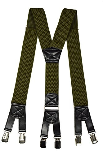 Olata Herren-Hosenträger in Y-Form, mit 6 Clips, 40 mm | Robuste 40-mm-Hosenträger in Y-Form mit sechs starken Clips und Lederkreuz; verstellbar für sicheren Halt.