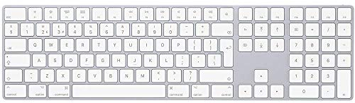 Apple Magic Keyboard mit Ziffernblock: Bluetooth, wiederaufladbar. Kompatibel mit Mac, iPad oder iPhone; Englisch (International), Silber