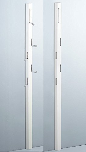 Garderobe Sissi, weiß Hochglanz, Haken Metall verchromt, 8 x 185 x 4 cm, Wandgarderobe, Garderobenpaneele