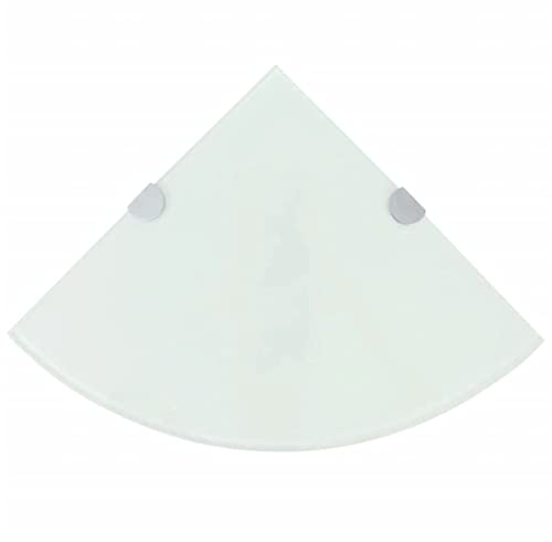 vidaXL Eckregal mit Halterungen Glasboden Bad Ablage Glasplatte Weiß 25 x 25 cm