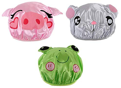 iSuperb Wasserdichte Duschhaube Cartoon Doppelschicht Duschhauben für Kinder Shower Caps