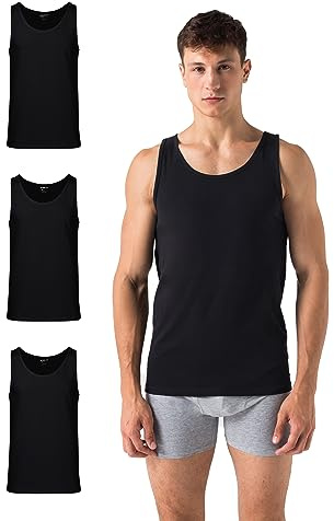 Burnell & Son - Unterhemd Herren 3er Pack - Tank Top Achselshirts aus Stretch Baumwolle - Herren Unterhemden Slim Fit in Weiss und Schwarz - Tanktop