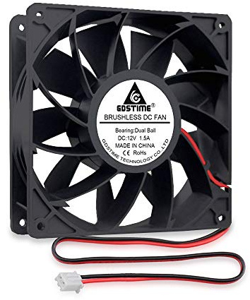 GDSTIME 140mm x 38mm 12V Server Cabinet Fan Dual Ball Bearing | 2 Pin, 3000 RPM, 223 CFM Big Airflow for Computer PSU Workstation