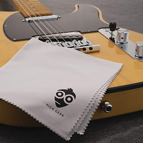 Pick Geek Microfiber Cleaning Polishing Cloth Set | 6 Pack | for Guitar, Bass, Violin, Piano, Clarinet, Trumpet, and Sax | 2 x Fibre Densities | Ensure Your Musical Instrument Always Looks Its Best