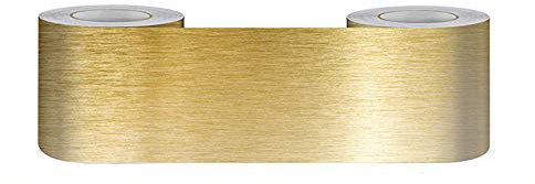 Tapetenbordüre selbstklebend zum Aufkleben für Wohnzimmer Küche Badezimmer Abnehmbare Wasserdicht Bodenleiste PVC Dekorative Bordüre Golden gebürstet 5cm X 500cm