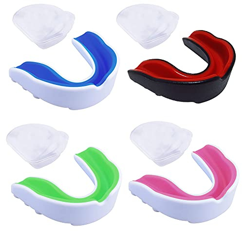 BKJJ Mundschutz für Zahn - Kampfsport für Hoch-Kontakt-Sport wie MMA Hockey Fußball Rugby, Mundschutz mit doppelter Dichte mit doppelter Dichte, Für Boxen, Kickboxen, Hockey, Football - Erwachsene