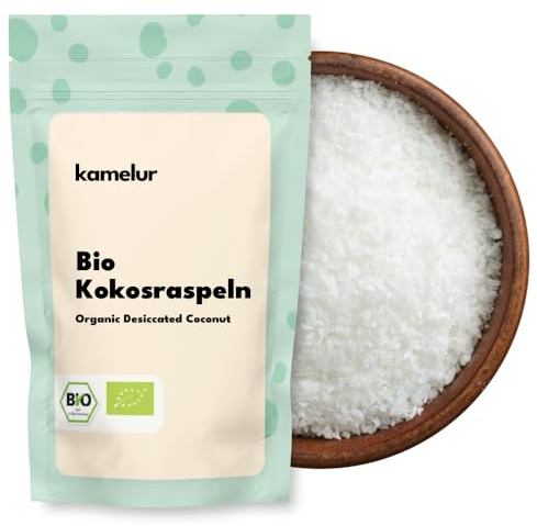 Kamelur Bio Kokosraspeln (1kg) Kokosflocken ohne Zuckerzusatz aus kontrolliert biologischem Anbau