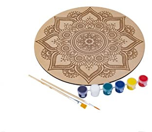 ASN Store Mandalas Malset inkl. Pinseln und Acrylfarben, Malerei Kits für Erwachsene, Geschenk für sie (Einseitig, Holz, 30 x 30 cm) (30cm-beidseitig)