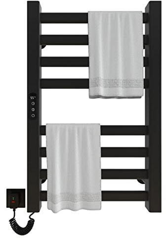 Portasciugamani Elettrico 450x700mm Scaldasalviette Radiatore da Bagno Elettrico Portasciugamani intelligente Termosifone Asciugabiancheria, riscaldamento in fibra di carbonio, antracite-Black Left