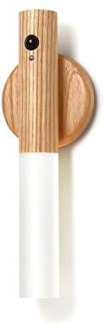 Magnetic Night Light Cordless Motion Sensor Night Light,Rechargeable Wall Lights, Wall Mounted Torch Lights for Bedroom,Hallway, Stairway,Children Room and More(White Ash Wood 1PC)