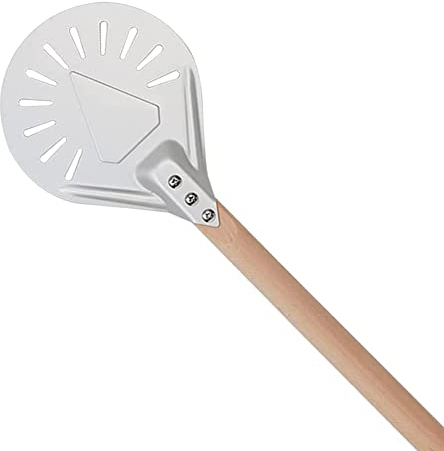 Spatule de Pizza 7-16 Pouces, spatule à Pizza Ronde perforée, léger Facile à Utiliser, gâteau au Pain à Pizza Maison/Alliage d'aluminium,L：40cm,9in