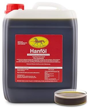 Scheidler Horse-direkt Hanföl für Pferde & Hunde, 5 Liter Kanister 100% kaltgepresstes Hanföl aus dem Natursamen Naturprodukt ohne Zusatz, auch zum Barfen