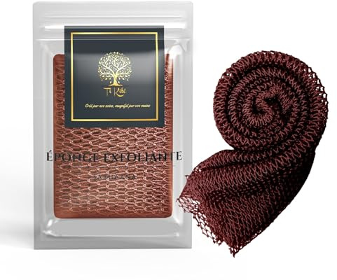 Sarhaana african net sponge XL, afrikanischer netzschwamm, Djampe, afrikanisches Duschnetz, Badeschwamm, peelinghandschuh, Toilettenblume, Körperpeeling (BRAUN)