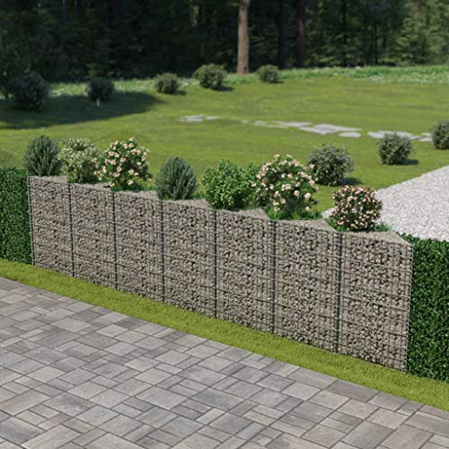 ZEYUAN Gabionenwand, Pflanzkübel, Kräuterbeet, Hochbeete-kit, Pflanztrog, Vertikalbeet, Pflanzgefäße, Pflanzencontainer, Verzinkter Stahl 450×30×100 cm