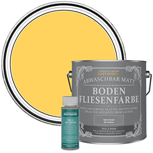 Rust-Oleum strapazierfähige, abwaschbare Bodenfliesenfarbe in gelb Matt Finish - Zitronengelee 2,5 Litres