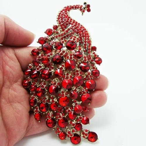 HXSCOO Damen Fantasy Strass Zirkon Blau Braun Pfau Brosche Bankett Ball Pfau Rock Zubehör Pin Geschenk (Color : WI183)