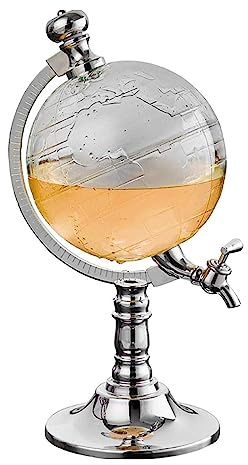 Distributeur de vin avec robinet – Distributeur de boissons en forme de globe – Carafe à whisky – Carafe à liqueur Globe – Distributeur de boissons 1,5 L pour bar, club, restaurant, fête