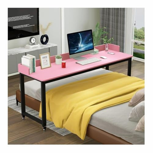 Überbetttisch Rosafarbener Überbetttisch mit Rollen, mobiler Mehrzweck-Laptop-Computertisch, King-Size-Betttisch, rollender medizinischer Tisch (Color : Black Legs, Size : 180x60x80cm)