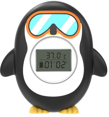 BIGKEYEOY Badethermometer für Babys, sicheres Schwangerschaftsbad-Thermometer mit Batterieanzeige, schwimmendes Wassertemperaturmessgerät, automatisches Ein-Ausschalt-Babys-Duschthermometer.