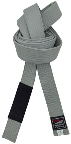 Cinture di Brazilian Jiu-Jitsu per giovani, sistema di gradi BJJ, under 16 anni, larghezza 4 cm, per bambini, bianco, grigio, giallo, arancione, verde, cintura a strisce, grigio, 240cm