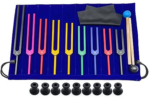 MULOUTSPO 9-Teilige Stimmgabeln Aus -Aluminiumlegierung für Therapie, Stimmtherapie, Schwarz
