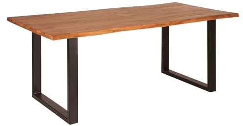Riess Ambiente Massivholz Esstisch Mammut 160cm Wild-Akazie Baumkante schwarz Kufengestell 3,5cm Tischplatte Küchentisch Esszimmertisch