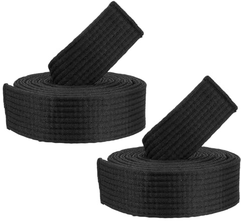 PATIKIL Taekwondo Farbige Gürtel für Ranglisten, 2er Pack 1,6 x6,6FT Polyester Taekwondo Farbige Gürtel für Unterricht Praxis, Schwarz