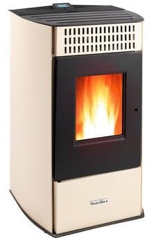 Suinga Estufa de pellets. Eficiencia y diseño superior con una superficie calefactable, Color Blanco (Starclima Venus 10,1 KW)